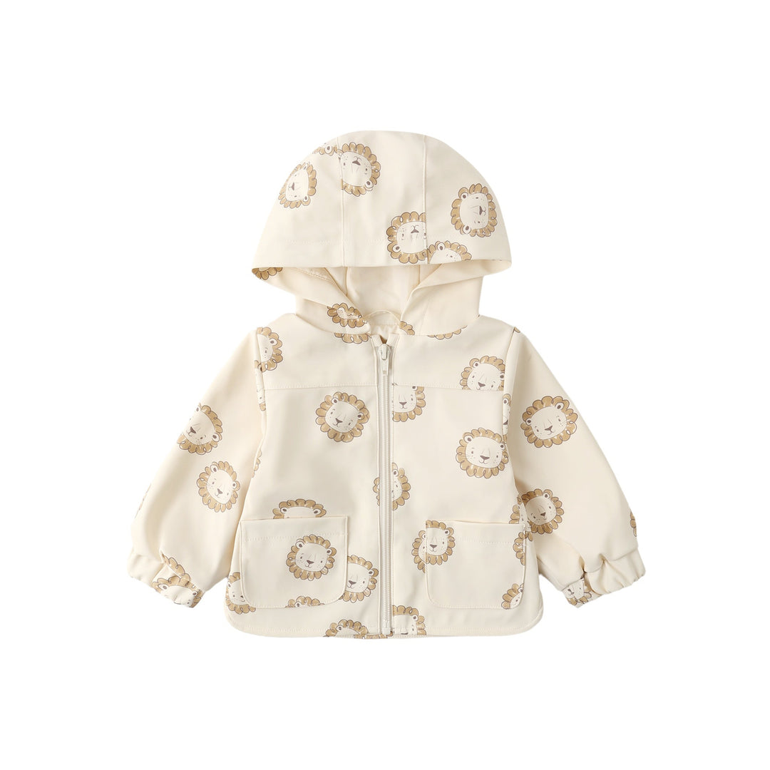 Baby jacket with floral pattern on a white background