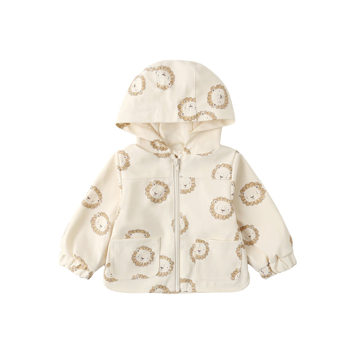 Baby jacket with floral pattern on a white background