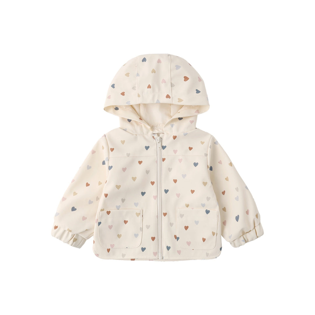 Children's jacket with heart pattern on a white background