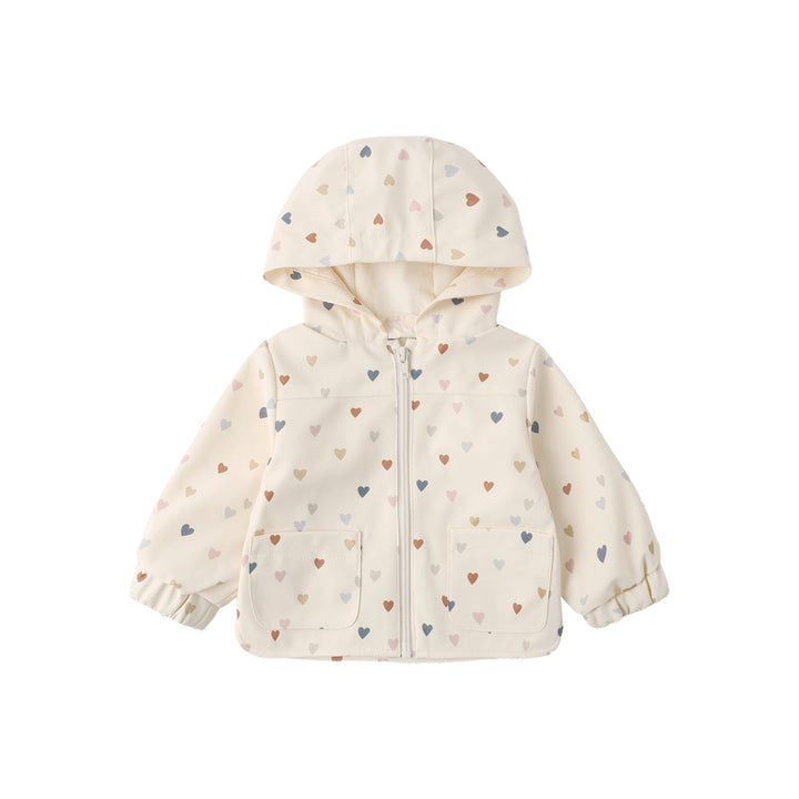 Children's jacket with heart pattern on a white background