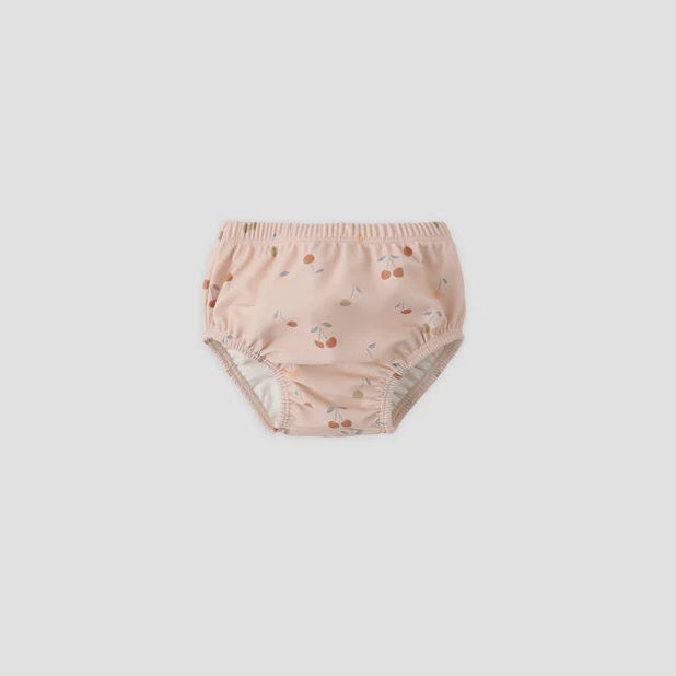 Pink baby bloomers with a subtle pattern on a white background