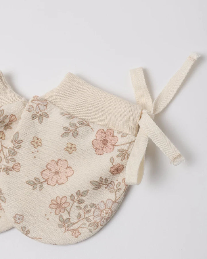 No Scratch Mittens, 2 Pk Floral Vine + Dusty Rose | Quincy Mae