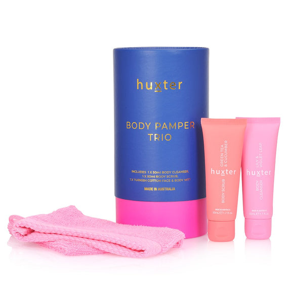 Huxter body pamper trio available from www.thecollectivenz.com