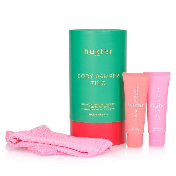 Huxter body pamper trio available from www.thecollectivenz.com