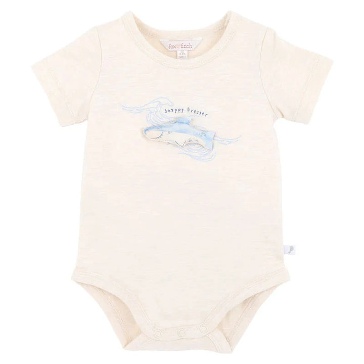 Surfs Up Shark Bodysuit - Eggnog