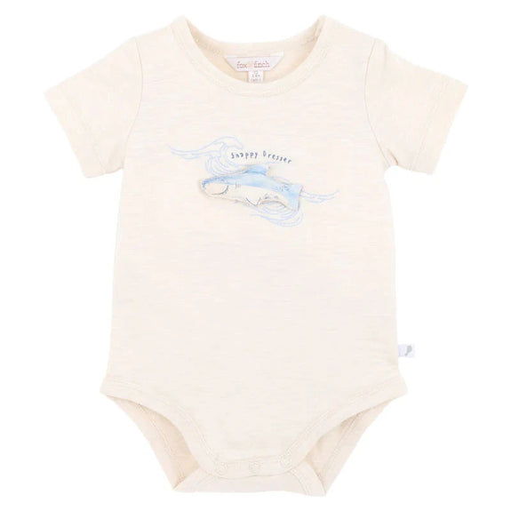 Surfs Up Shark Bodysuit - Eggnog