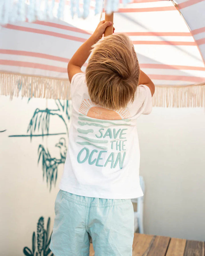 Surfs Up Save The Ocean Tee - White