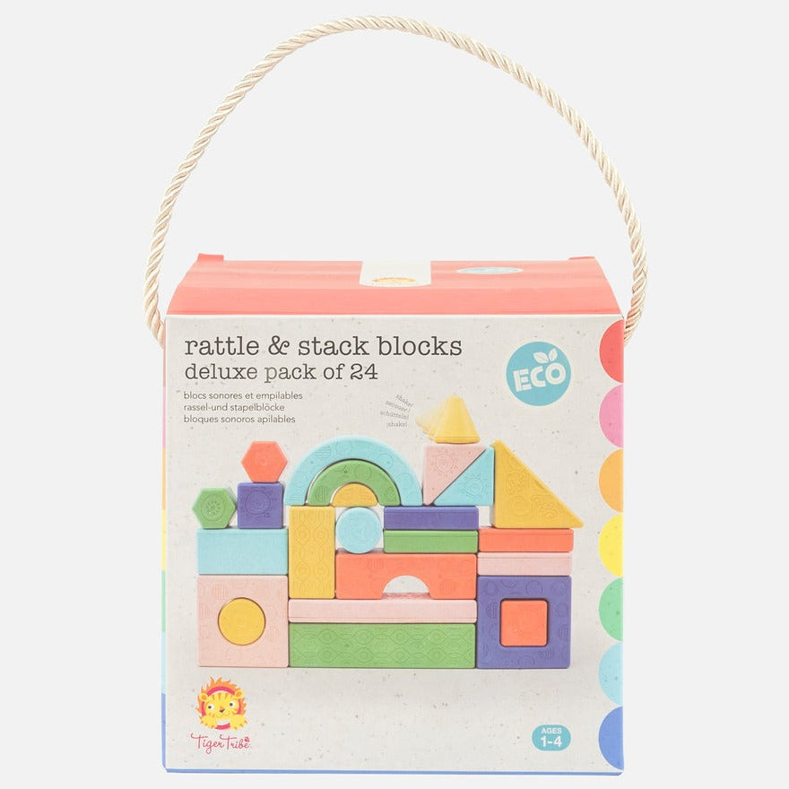 Tiger Tribe rattle and stack blocks available from www.thecollectivenz.com