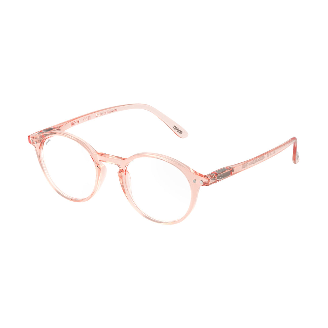 Pink eyeglasses on a white background