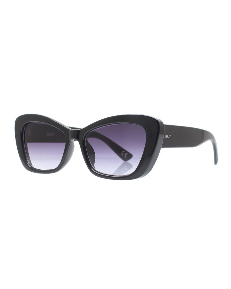 Black sunglasses with gradient lenses on a white background