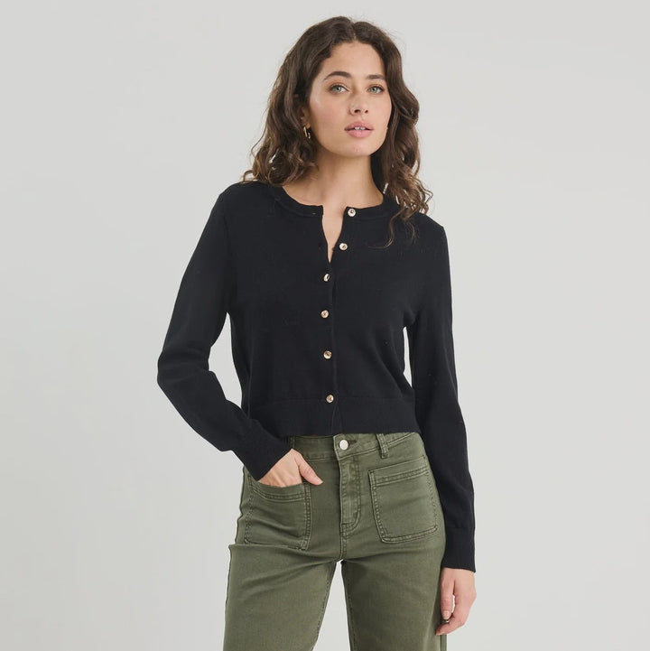 Replica Black Cotton Cashmere Crewneck Cardigan