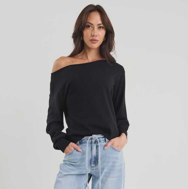 Reverb Black Off Shoulder Jumper