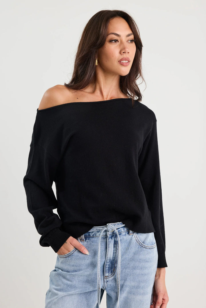 Reverb Black Off Shoulder Jumper
