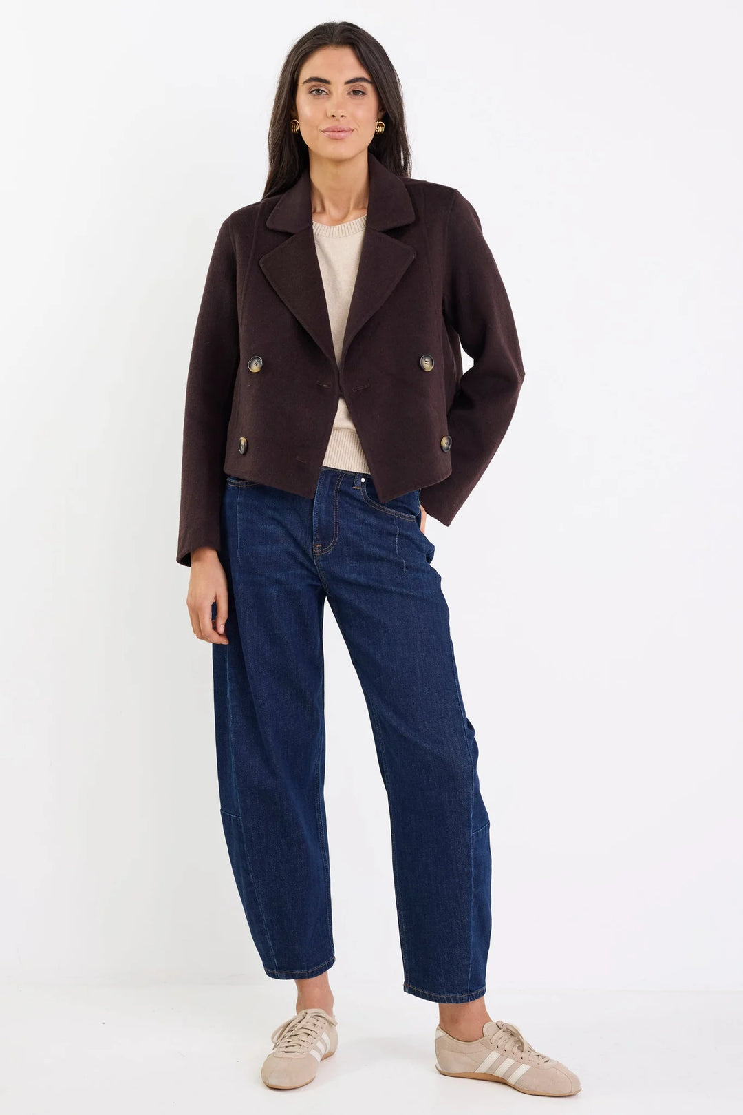 Reverie Chocolate Melton Double Breasted Peacoat