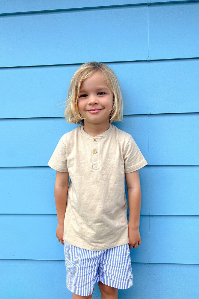 Milky yacht stripe shorts available from www.thecollectivenz.com