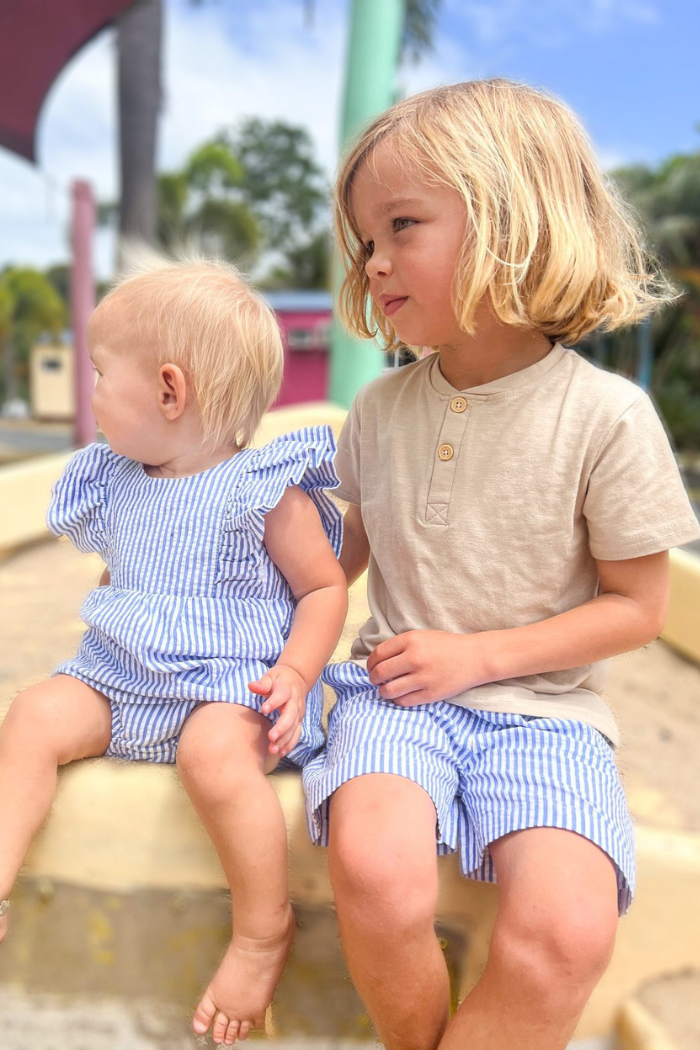 Milky yacht stripe shorts available from www.thecollectivenz.com