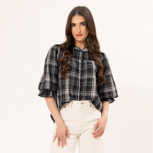 Celia Blouse - Blue Check (SL3626-5)