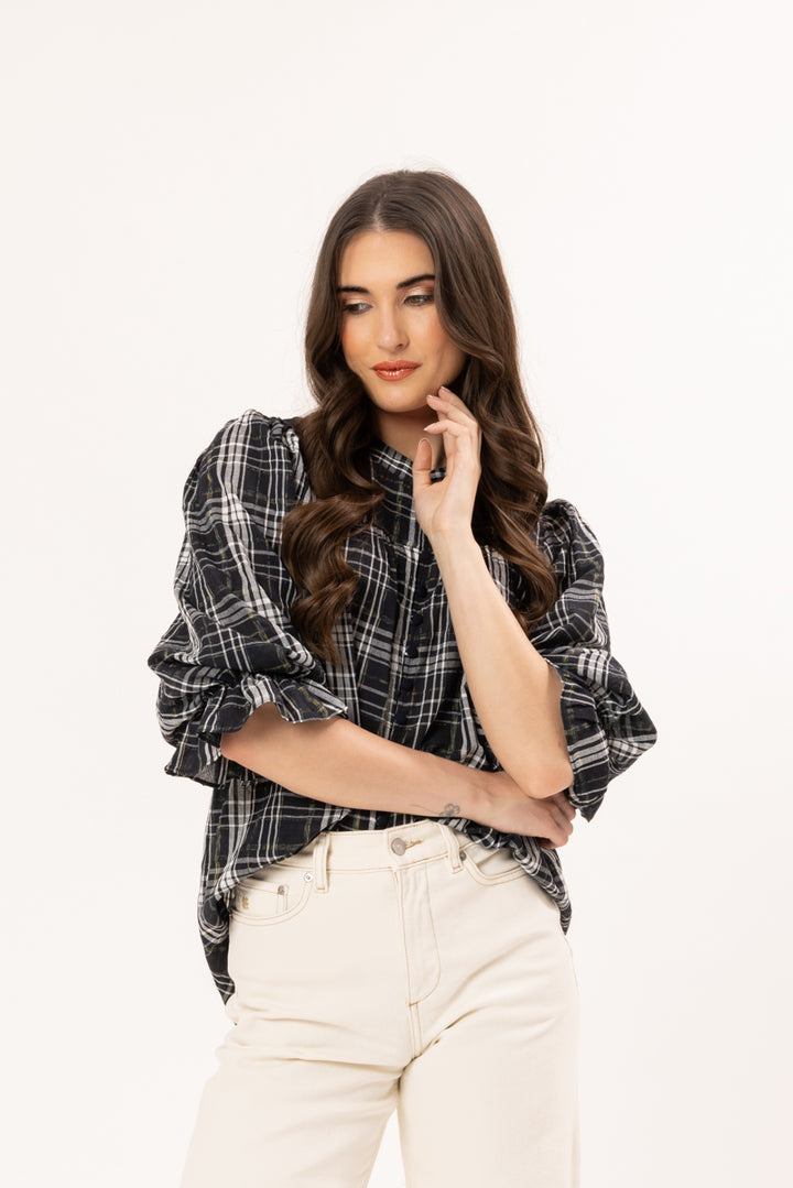 Celia Blouse - Blue Check (SL3626-5)