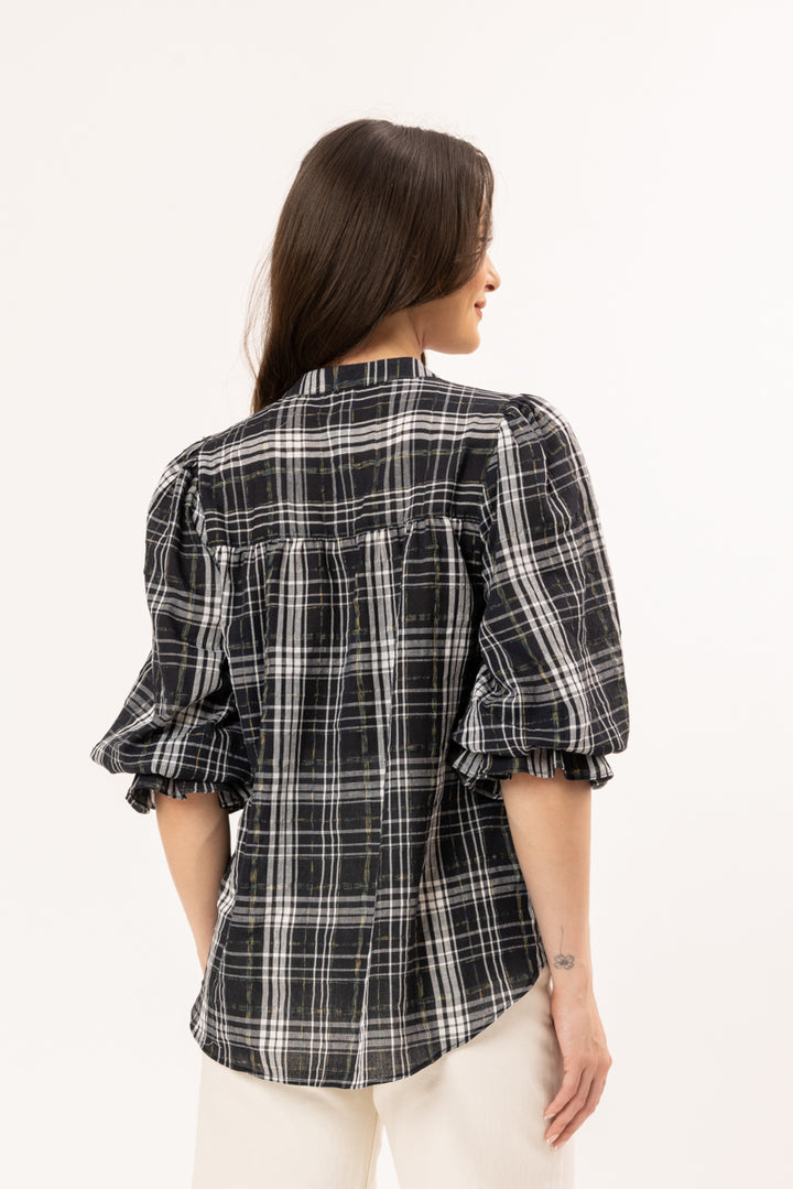 Celia Blouse - Blue Check (SL3626-5)