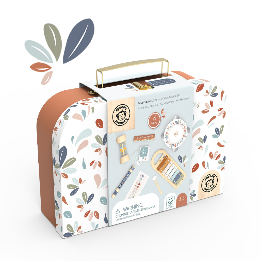 Product packaging with floral design and illustrations on a white background