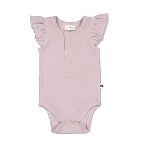 Burrow & Be lavender rib bodysuit available from www.thecollectivenz.com