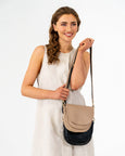 The Elms+King Salerno Petite is made from premium recycled PU and features the classic styling of the Salerno Crossbody available from www.thecollectivenz.com