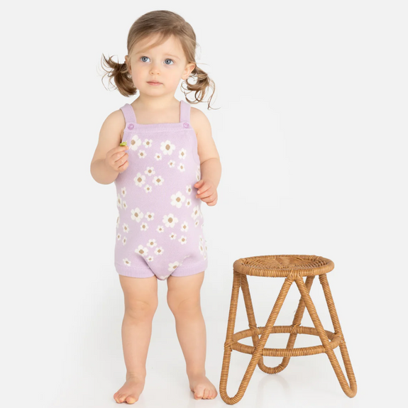 Kynd baby orchid bloom jacquard knit romper available from www.thecollectivenz.com