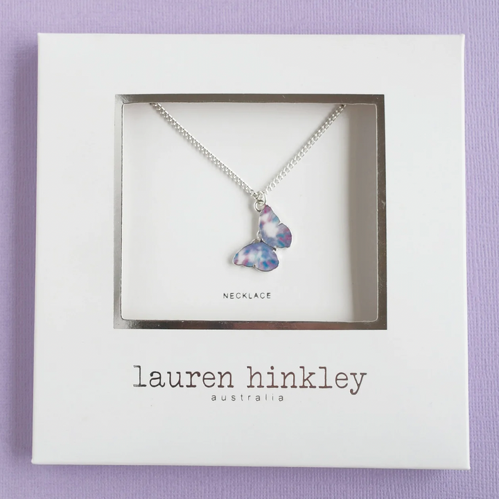 Lauren Hinkley purple magic butterfly necklace available from www.thecollectivenz.com