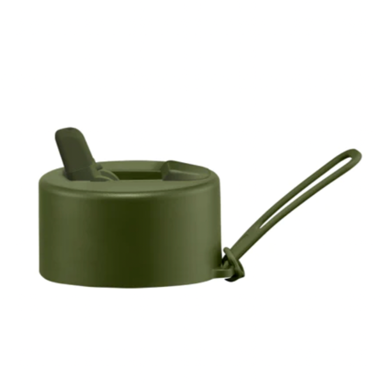 Frank Green khaki flip straw lid available from www.thecollectivenz.com