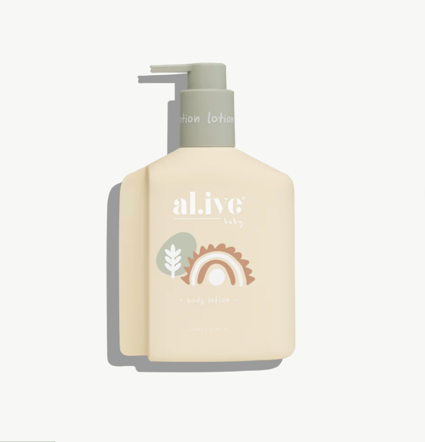 Al.ive baby body lotion available from www.thecollectivenz.com