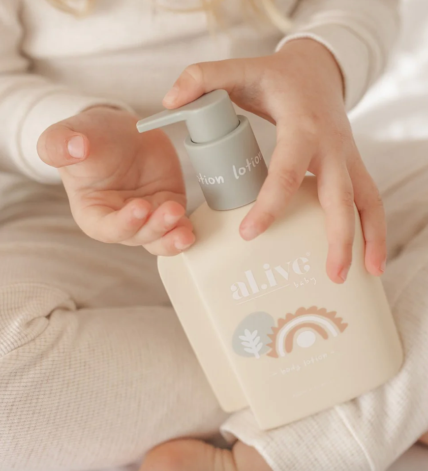 Al.ive baby body lotion available from www.thecollectivenz.com