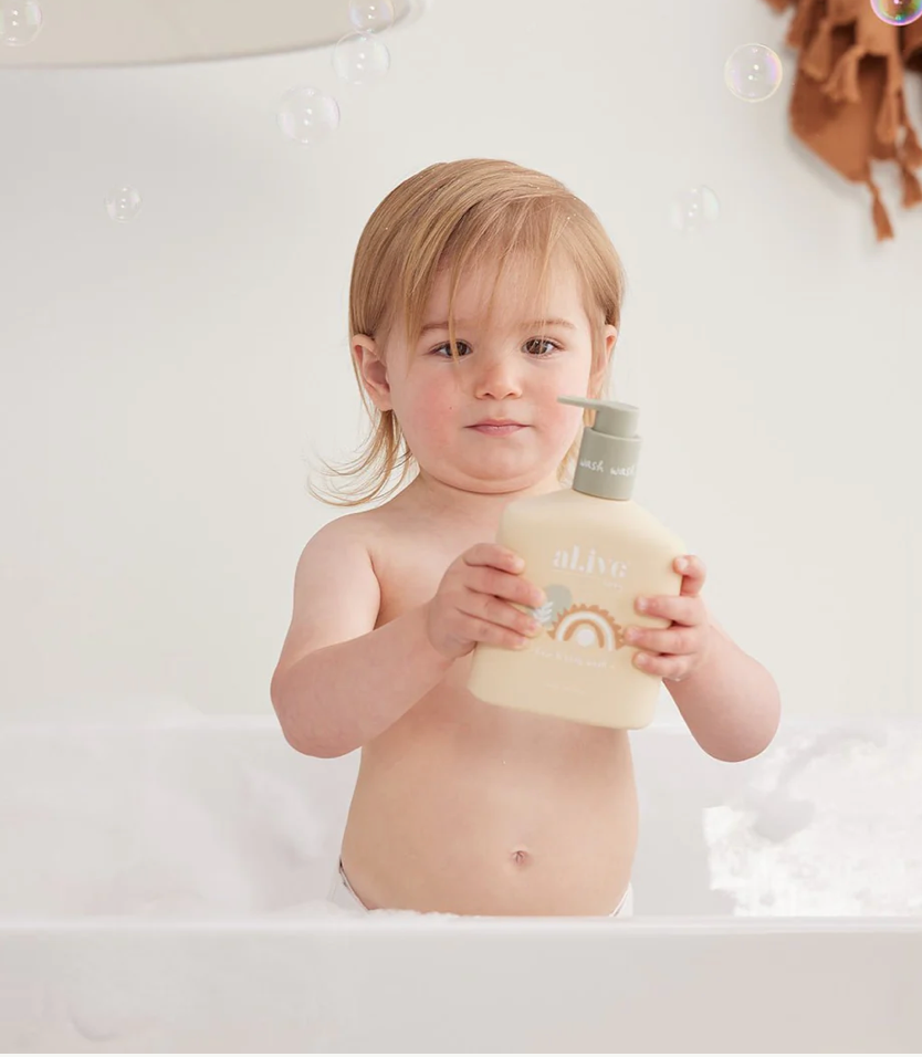 Al.ive baby body wash available from www.thecollectivenz.com