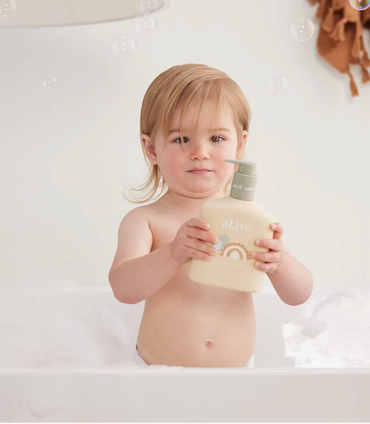Al.ive baby body wash available from www.thecollectivenz.com