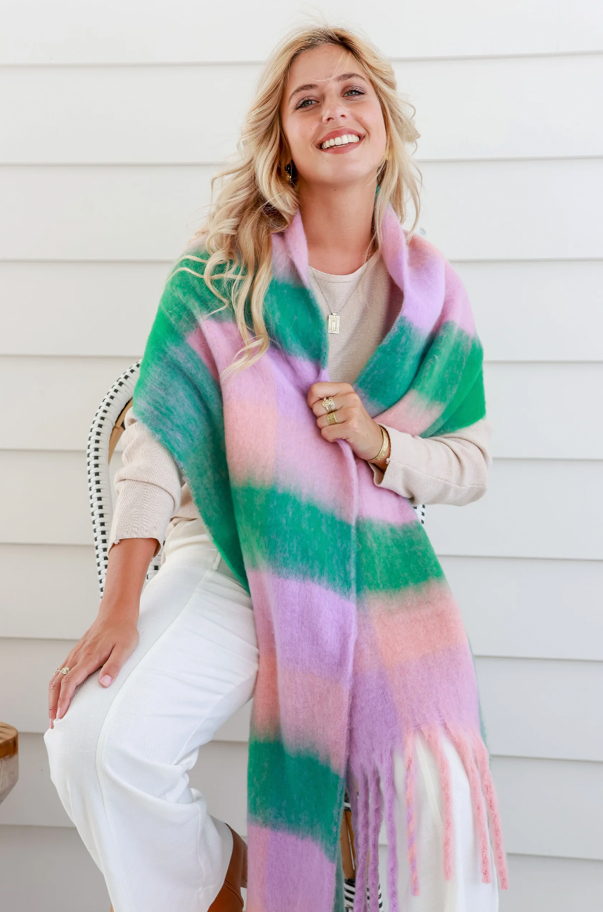 Winter soft touch check scarf available from www.thecollectivenz.com