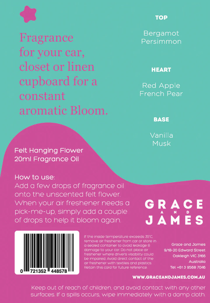 Bloom Collection - Persimmon & Vanilla Felt Air  Freshener