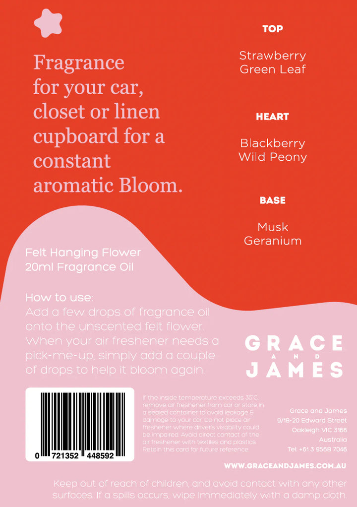 Bloom Collection - Wild Rose & Blackberry Felt Air  Freshener