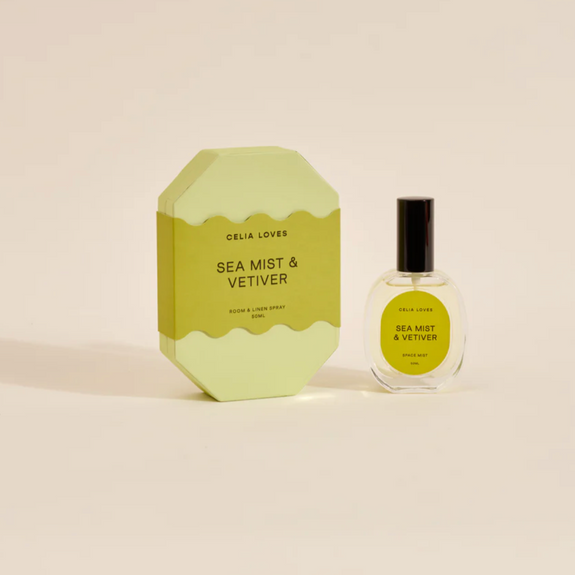 Celia Loves sea mist & vetiver room spray available from www.thecollectivenz.com