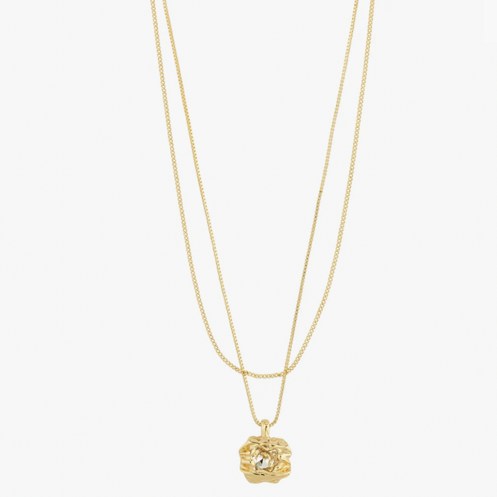 Feel Recycled Necklace 2-In-1 Set - Crystal - Gold Plated