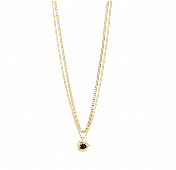 Act Necklace - Gold Plated - Black