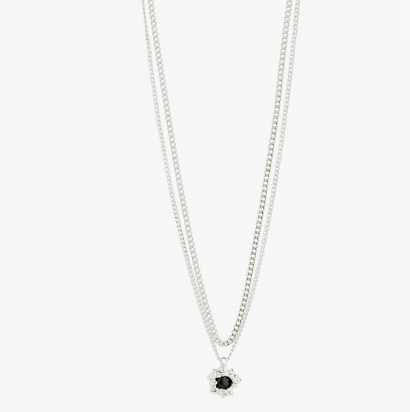 Act Necklace - Silver Plated - Black