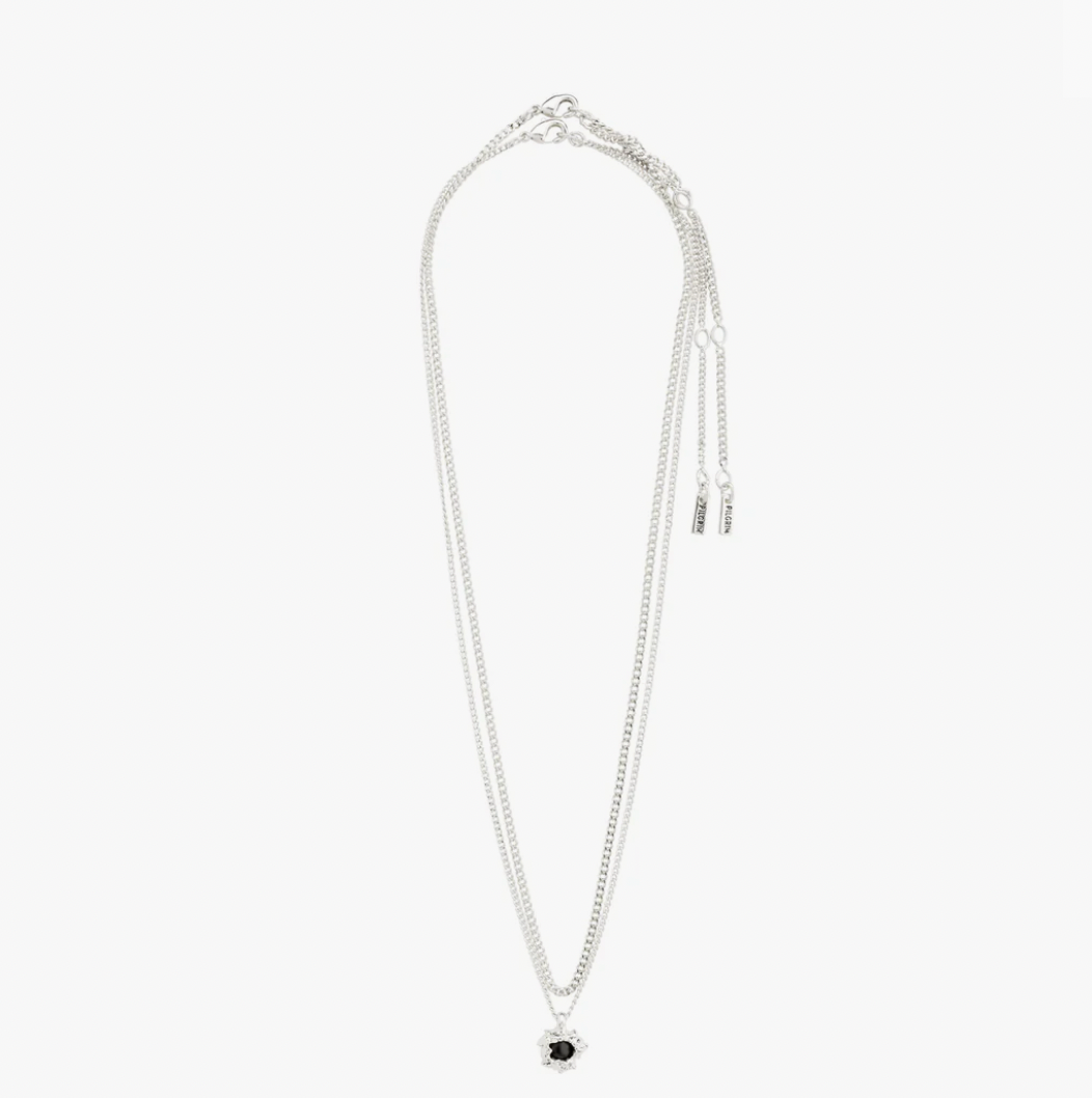 Act Necklace - Silver Plated - Black