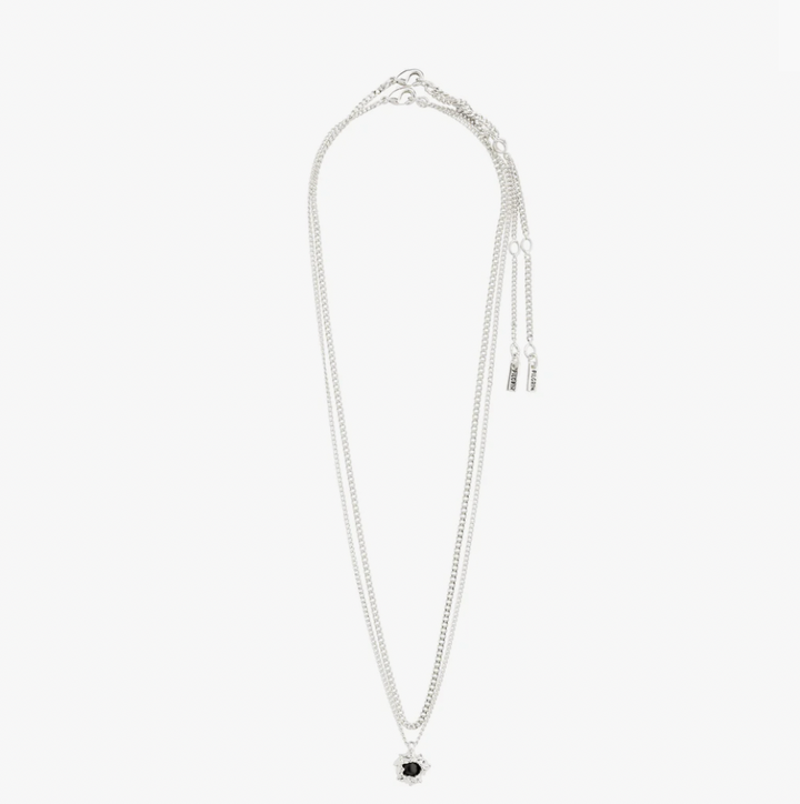 Act Necklace - Silver Plated - Black