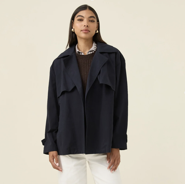 Farida Cropped Trench - Navy