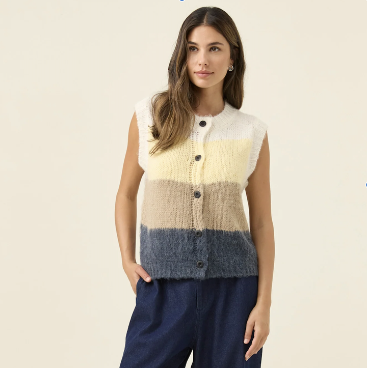 Pallas Stripe Knit Vest - Butter