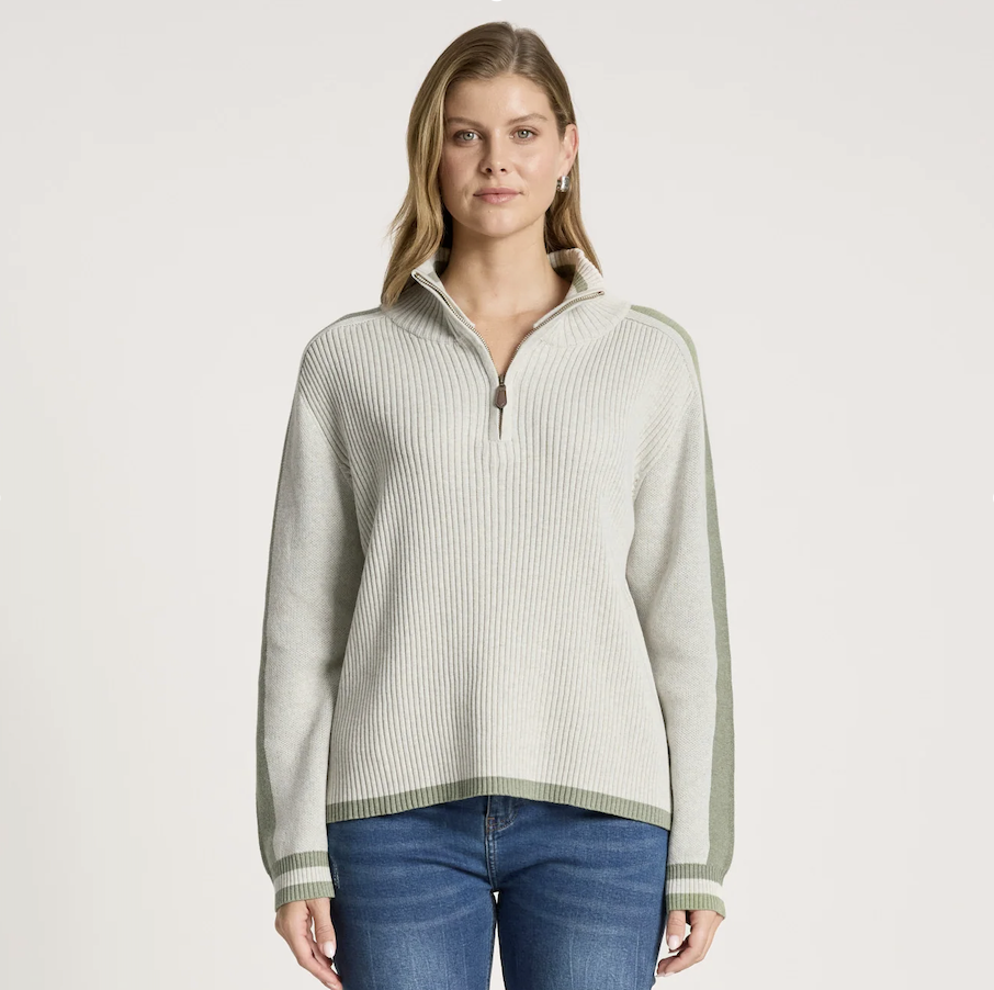 Liora Zip Jumper - Bisque/Sage