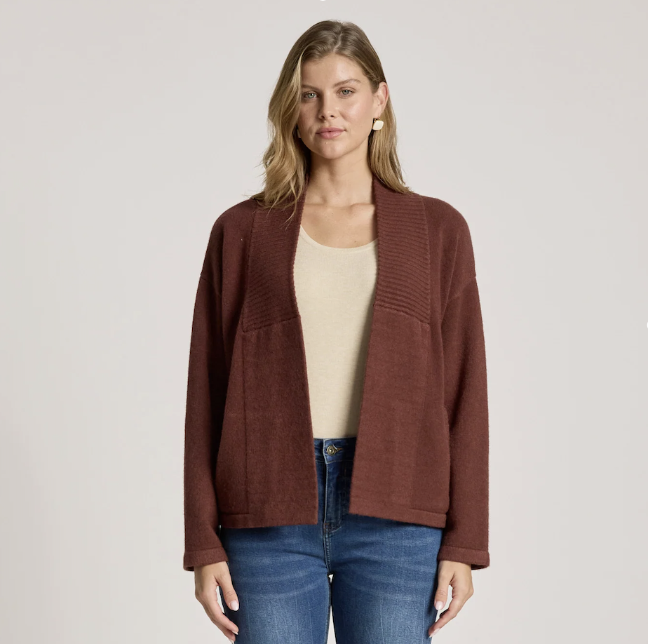 Samira Crop Cardigan - Mahogany