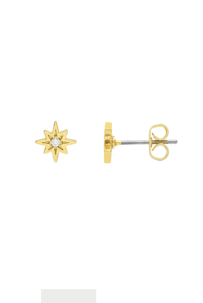 North Star Stud With Cz - Gold Plated