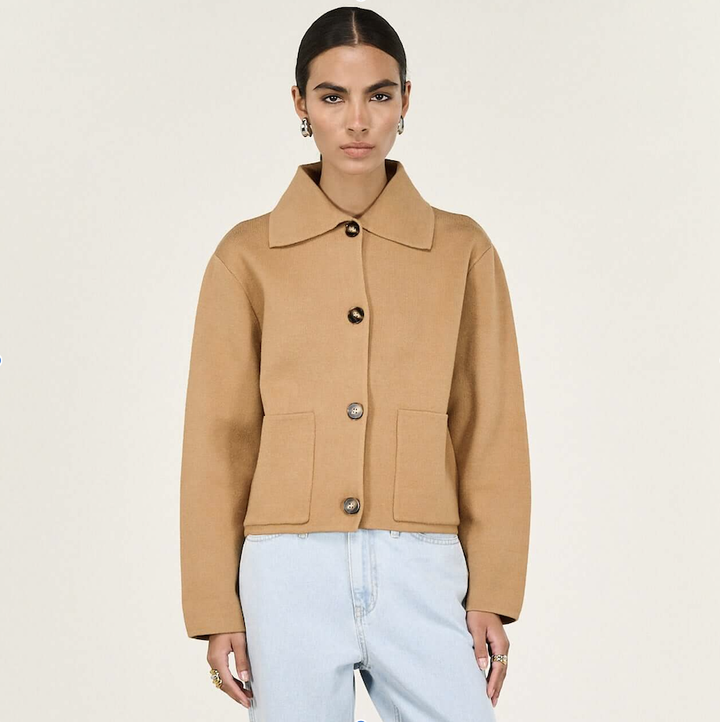 Aura Knit Barn Jacket - Caramel