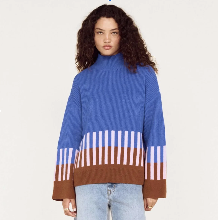 Kaia Intarsia knit - Cobalt Multi