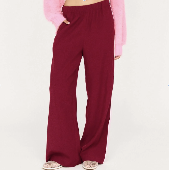 Vesper Casual Pant - Wine/ Pop Pink